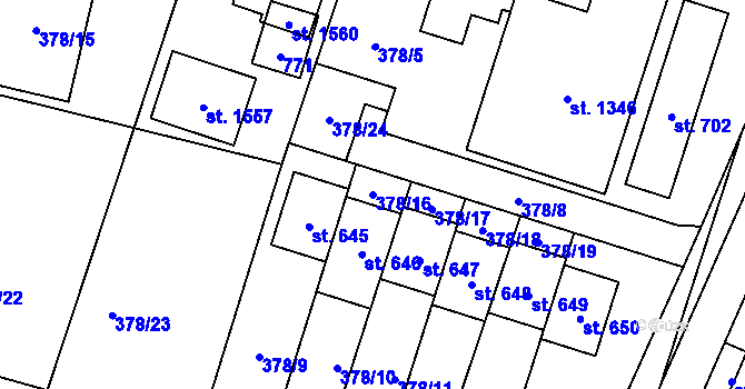 Parcela st. 378/16 v KÚ Litovice, Katastrální mapa