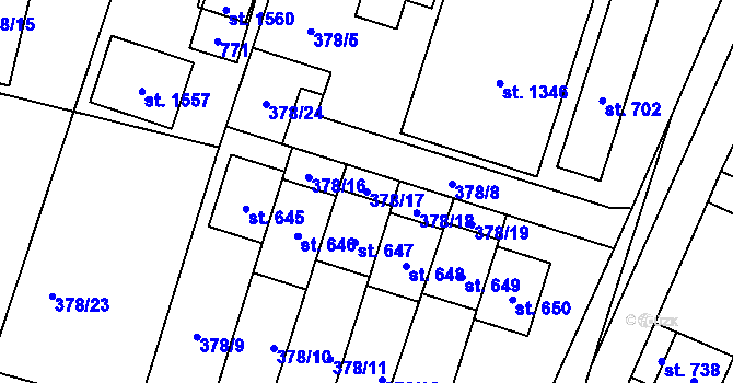 Parcela st. 378/17 v KÚ Litovice, Katastrální mapa