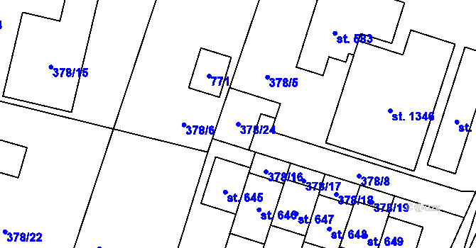 Parcela st. 378/24 v KÚ Litovice, Katastrální mapa