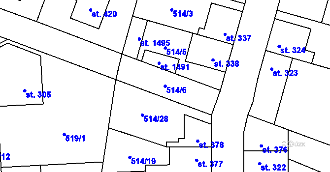 Parcela st. 514/6 v KÚ Litovice, Katastrální mapa
