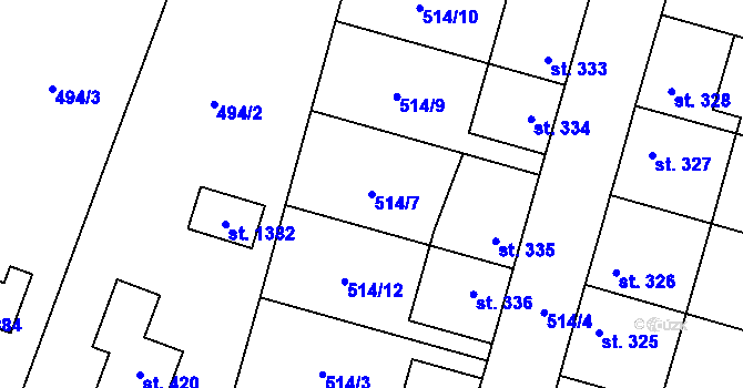 Parcela st. 514/7 v KÚ Litovice, Katastrální mapa