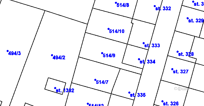 Parcela st. 514/9 v KÚ Litovice, Katastrální mapa