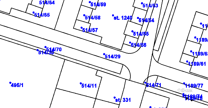 Parcela st. 514/29 v KÚ Litovice, Katastrální mapa