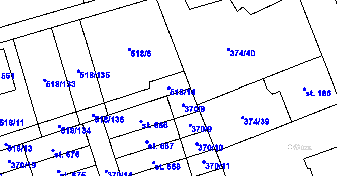 Parcela st. 518/14 v KÚ Litovice, Katastrální mapa