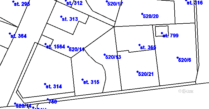 Parcela st. 520/13 v KÚ Litovice, Katastrální mapa