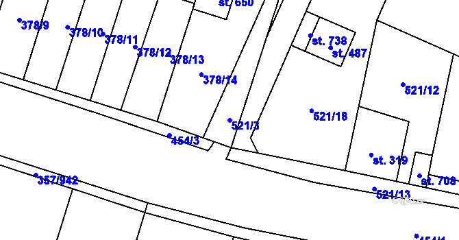 Parcela st. 521/3 v KÚ Litovice, Katastrální mapa