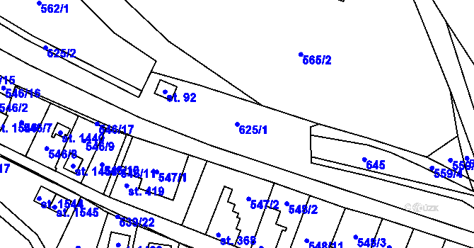 Parcela st. 625/1 v KÚ Litovice, Katastrální mapa