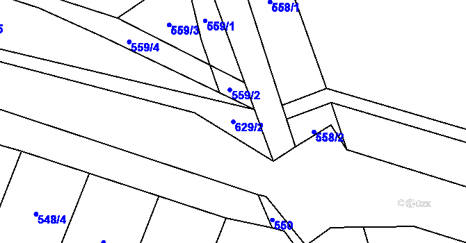 Parcela st. 629/2 v KÚ Litovice, Katastrální mapa