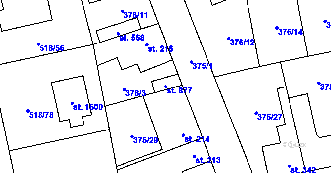 Parcela st. 877 v KÚ Litovice, Katastrální mapa