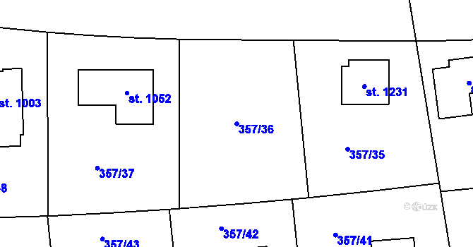 Parcela st. 357/36 v KÚ Litovice, Katastrální mapa