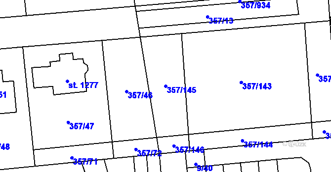 Parcela st. 357/145 v KÚ Litovice, Katastrální mapa