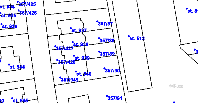 Parcela st. 357/89 v KÚ Litovice, Katastrální mapa