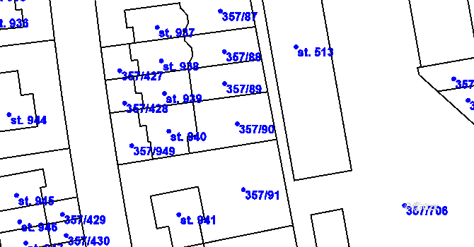 Parcela st. 357/90 v KÚ Litovice, Katastrální mapa