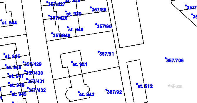 Parcela st. 357/91 v KÚ Litovice, Katastrální mapa
