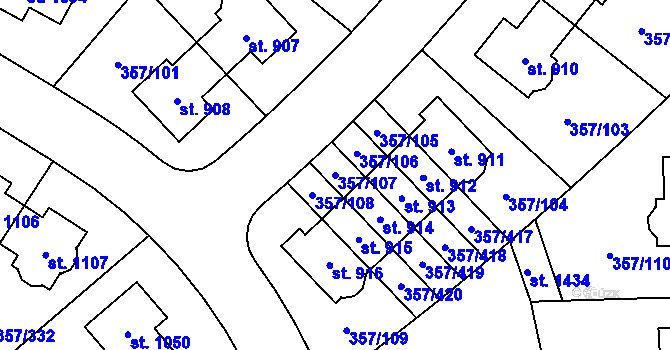 Parcela st. 357/107 v KÚ Litovice, Katastrální mapa