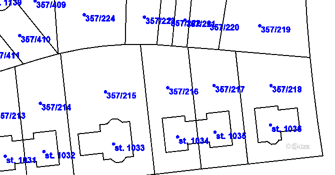 Parcela st. 357/216 v KÚ Litovice, Katastrální mapa