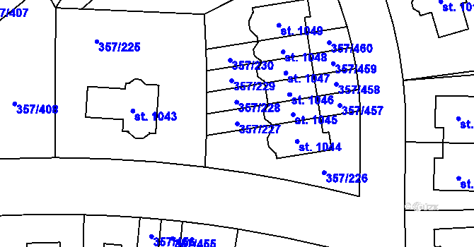 Parcela st. 357/227 v KÚ Litovice, Katastrální mapa