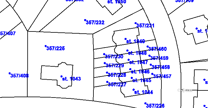 Parcela st. 357/230 v KÚ Litovice, Katastrální mapa