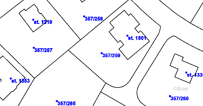 Parcela st. 357/259 v KÚ Litovice, Katastrální mapa