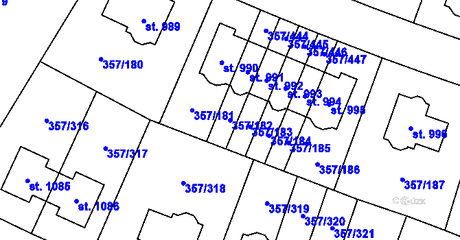 Parcela st. 357/182 v KÚ Litovice, Katastrální mapa