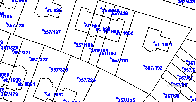 Parcela st. 357/190 v KÚ Litovice, Katastrální mapa
