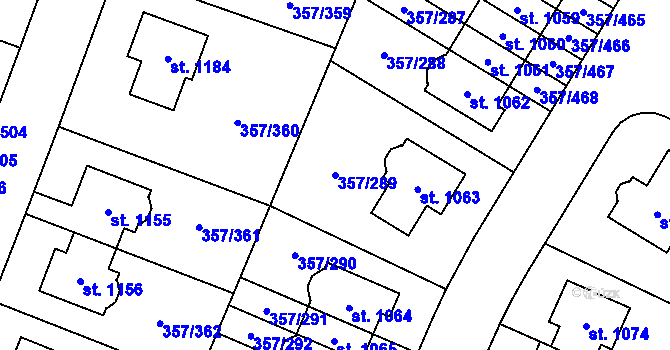 Parcela st. 357/289 v KÚ Litovice, Katastrální mapa