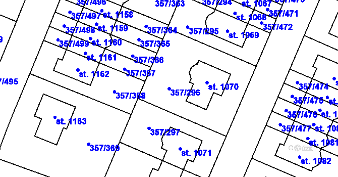 Parcela st. 357/296 v KÚ Litovice, Katastrální mapa