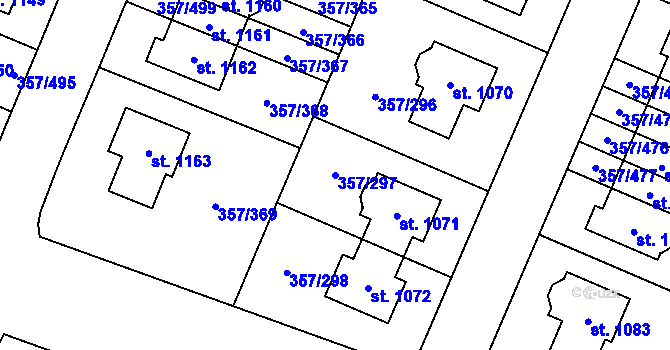 Parcela st. 357/297 v KÚ Litovice, Katastrální mapa