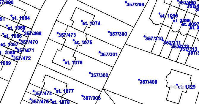 Parcela st. 357/301 v KÚ Litovice, Katastrální mapa