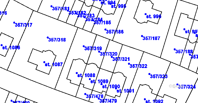 Parcela st. 357/320 v KÚ Litovice, Katastrální mapa