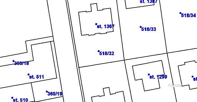 Parcela st. 518/32 v KÚ Litovice, Katastrální mapa