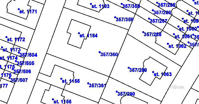Parcela st. 357/360 v KÚ Litovice, Katastrální mapa