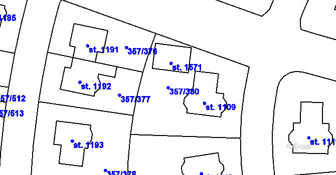 Parcela st. 357/380 v KÚ Litovice, Katastrální mapa