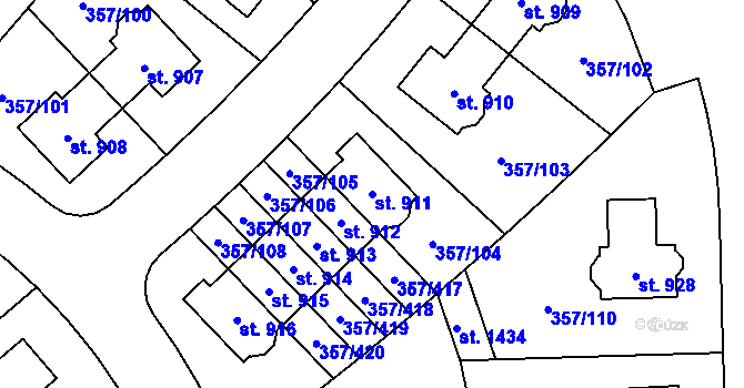 Parcela st. 911 v KÚ Litovice, Katastrální mapa