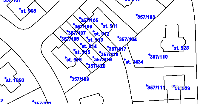 Parcela st. 357/418 v KÚ Litovice, Katastrální mapa