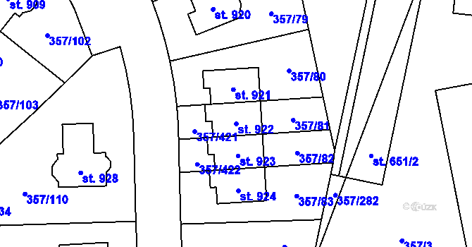 Parcela st. 922 v KÚ Litovice, Katastrální mapa