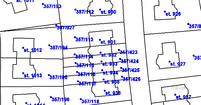 Parcela st. 932 v KÚ Litovice, Katastrální mapa