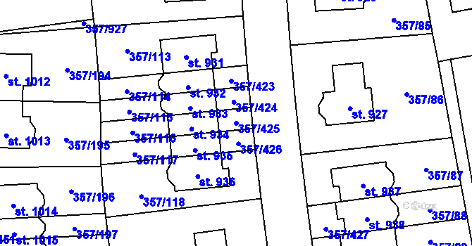 Parcela st. 357/425 v KÚ Litovice, Katastrální mapa