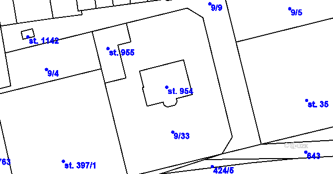 Parcela st. 954 v KÚ Litovice, Katastrální mapa
