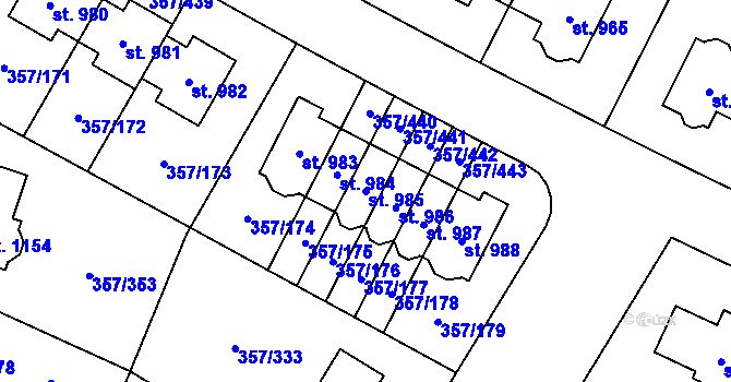 Parcela st. 985 v KÚ Litovice, Katastrální mapa