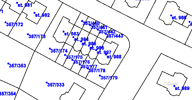 Parcela st. 987 v KÚ Litovice, Katastrální mapa