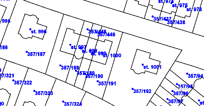 Parcela st. 1000 v KÚ Litovice, Katastrální mapa
