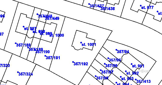 Parcela st. 1001 v KÚ Litovice, Katastrální mapa