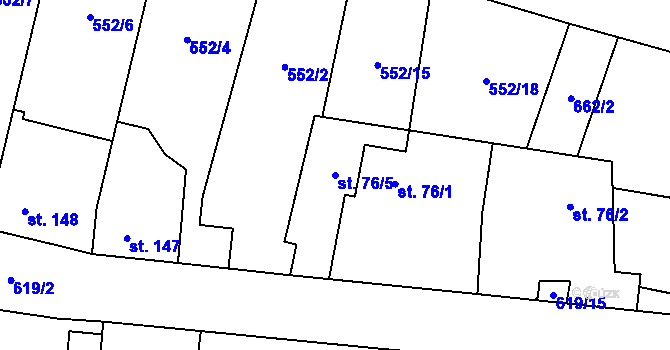 Parcela st. 76/5 v KÚ Litovice, Katastrální mapa
