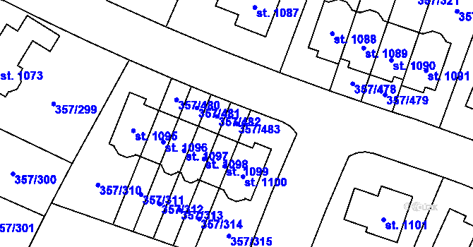 Parcela st. 357/483 v KÚ Litovice, Katastrální mapa