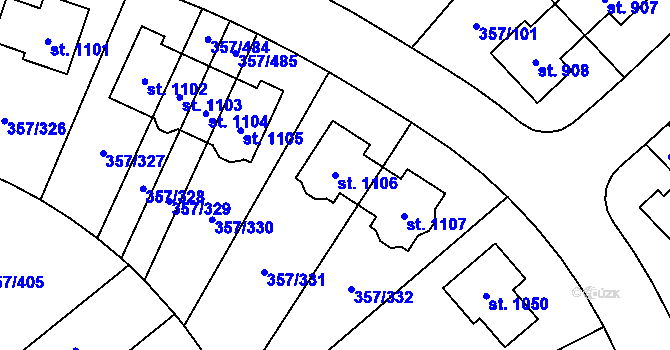 Parcela st. 1106 v KÚ Litovice, Katastrální mapa