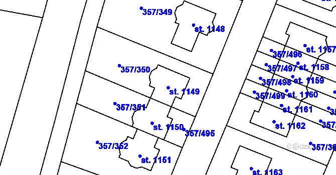 Parcela st. 1149 v KÚ Litovice, Katastrální mapa