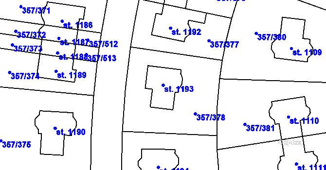 Parcela st. 1193 v KÚ Litovice, Katastrální mapa