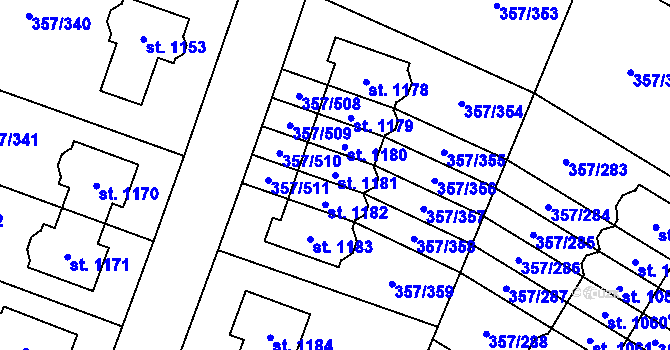 Parcela st. 1181 v KÚ Litovice, Katastrální mapa