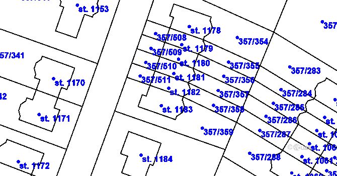 Parcela st. 1182 v KÚ Litovice, Katastrální mapa